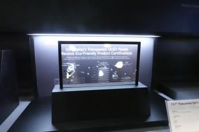 LGD 13.7" transparent OLED prototype display, Displayweek 2024