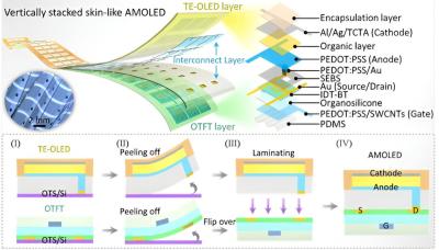 Vertically stacked wearable skin patch OLED figure, Northeast Normal University